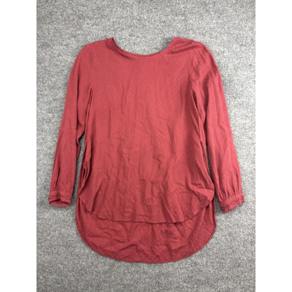 Ariat Blouse Womens Small Red Textured Long Sleeve High Low Hem Tunic Top
